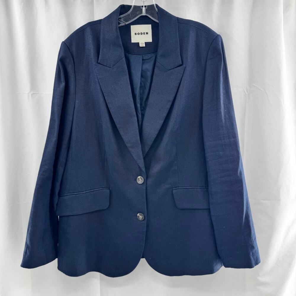 Boden 100% Linen Blazer Sz 16-18R Navy Blue